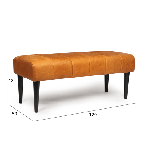 Furnhouse bankje Athea - Cognacbruin - Leer - 50x120x48