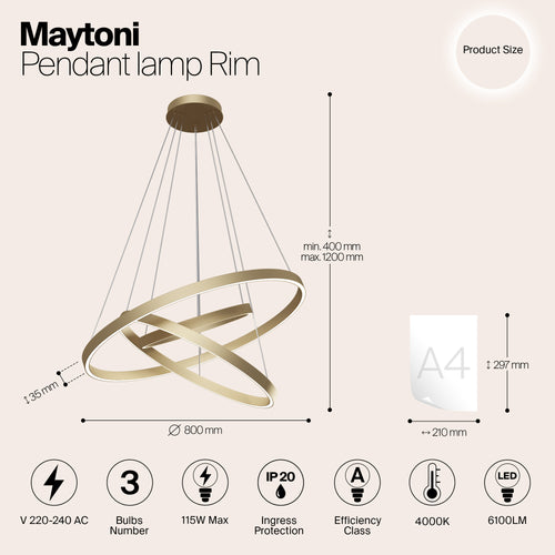Maytoni - Hanglamp Rim - Messing - Ø80 - vtwonen shop