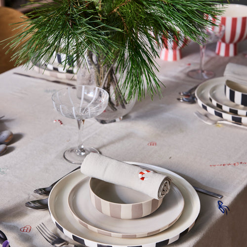 OYOY Tafelkleed Kerst 140 x 260 cm – Beige katoen