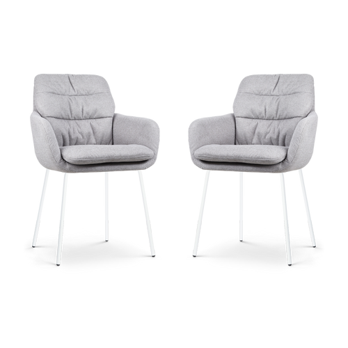 Nolon Nora-Mia Eetkamerstoelen Set van 2 - Grijs - Wit Onderstel - vtwonen shop