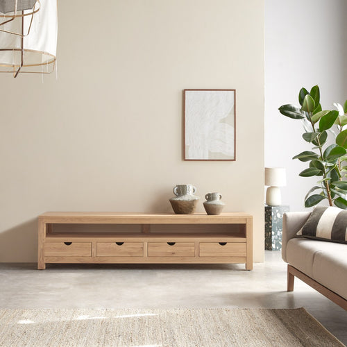 Tikamoon Massief eiken tv-meubel 200 cm - Naturel - vtwonen shop