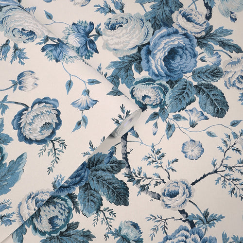 Laura Ashley Vliesbehang - Uffington Roses Dark Seaspray