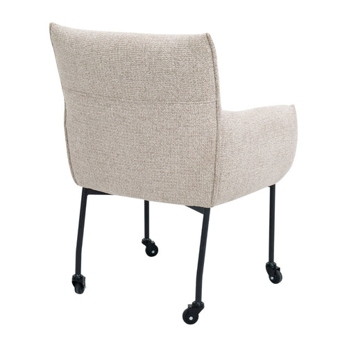 DÉJA Living Eetkamerstoel Arboga - Taupe/Zwart - Incl. Wielen - Set van 2