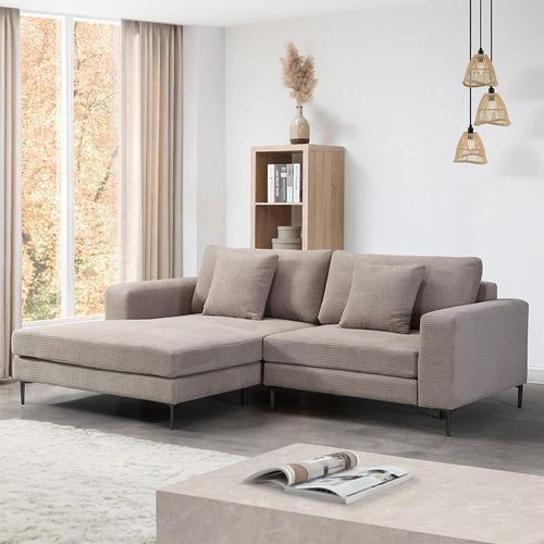 HOME DELUXE Bank BELLANO Beige M 238 x 188 x 94 cm - Poef: Links - vtwonen shop