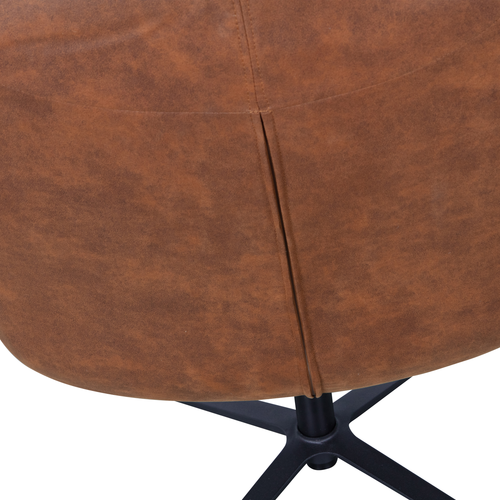 WOOOD draaibare fauteuil Dirkje - Leerlook - Cognac - 101x70x85 - vtwonen shop