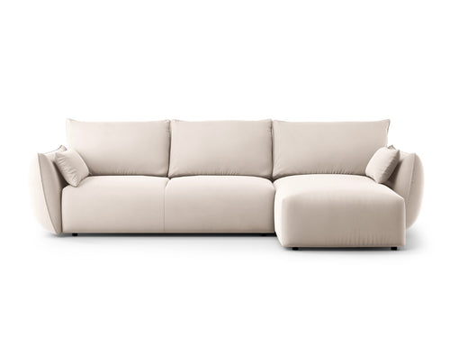 Cosmopolitan Design Converteerbare hoekbank rechts met opbergdoos Matera 4-zits, flueel beige - 173x253x86cm