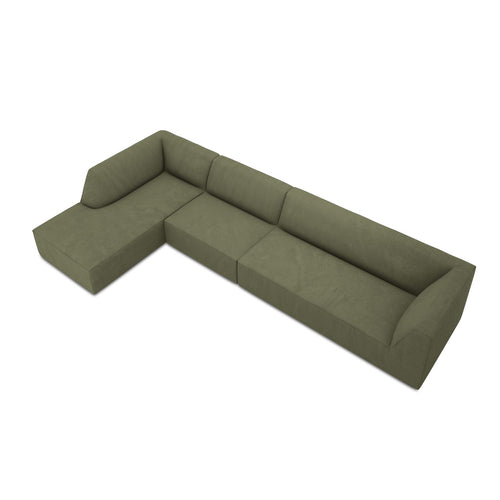 Cosmopolitan Design - Modulaire hoekbank links Siena 5-zits, ribfluwelen groente - 180x366x69cm