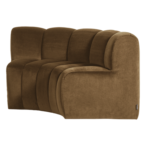 WOOOD eetbank halfronde hoek rugleuning Mojo - Velvet - H.geel - 83x152x73