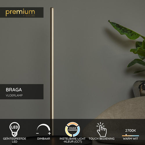 Lucide vloerlamp BRAGA - Geïntegreerde LED - Koffie