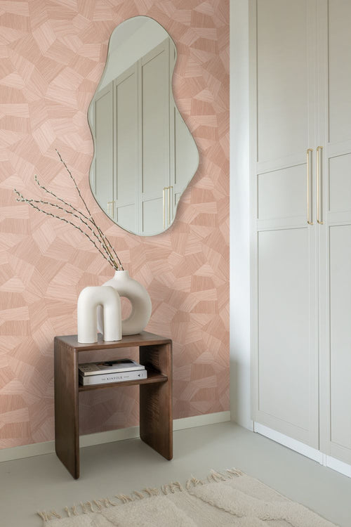 Origin Wallcoverings behang grafisch 3D motief terracotta roze - 53 cm x 10.05 m - 348040