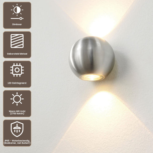 Artdelight Wandlamp Denver - Aluminium