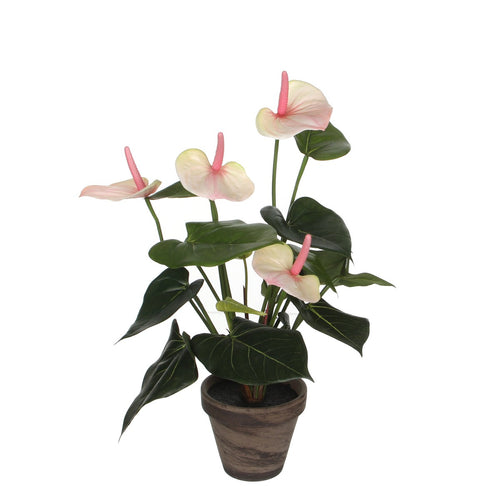 Mica Decorations Anthurium Kunstplant in Bloempot Stan - H40 x Ø30 cm - Lichtroze