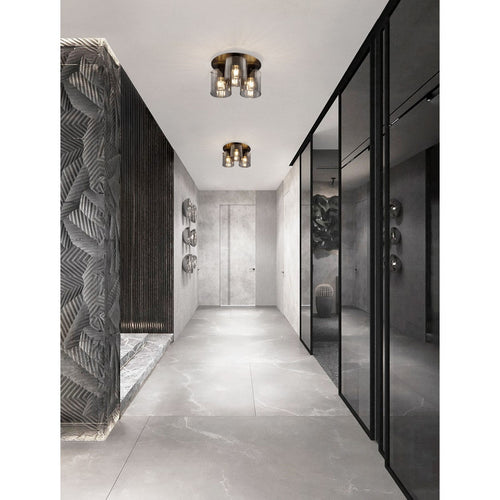 Nova Luce MIRBI Plafondlamp met lampenkap in de kleuren Smokey en Sandy Black, E27, 3x12W