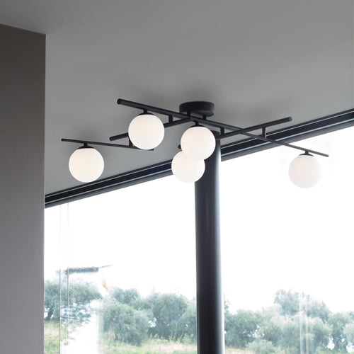 Ideal Lux ATLAS 5-lichts Globe-plafondlamp Messing