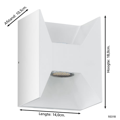 EGLO wandlamp Morino - buitenverlichting - 2 lichts - led - wit - vtwonen shop