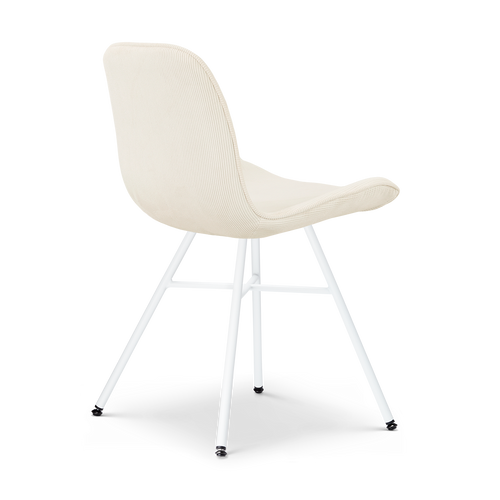 Nolon Noa-Fé Eetkamerstoel Rib Beige - Wit Onderstel - vtwonen shop