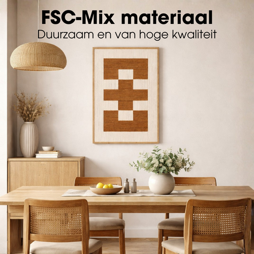 Mica Decorations Wanddecoratie - Wandpaneel Abstracte Kunst 70 x 50 x 2,5 cm - Woondecoratie voor Woonkamer of Slaapkamer - Bruin