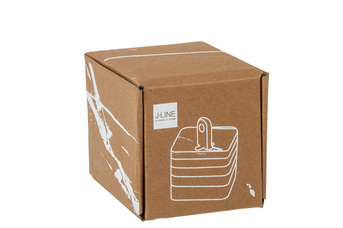 J-Line onderzetter - marmer/hout - beige - 4 stuks