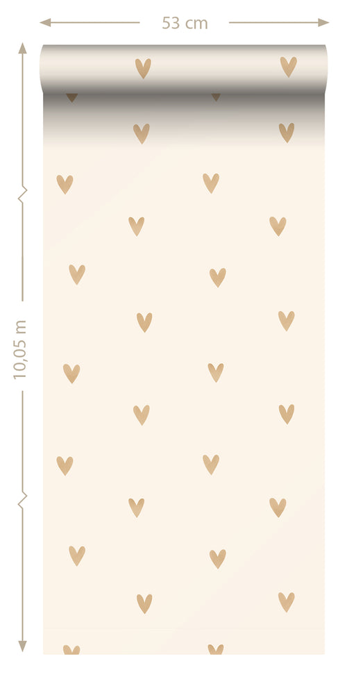 Sanders & Sanders behang hartjes beige en goud - 53 cm x 10.05 m - 935268 - vtwonen shop