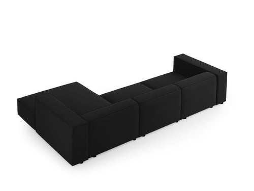 Cosmopolitan Design rechter hoekbank Arendal 4-zits, flueel, zwart - 166x284x70cm