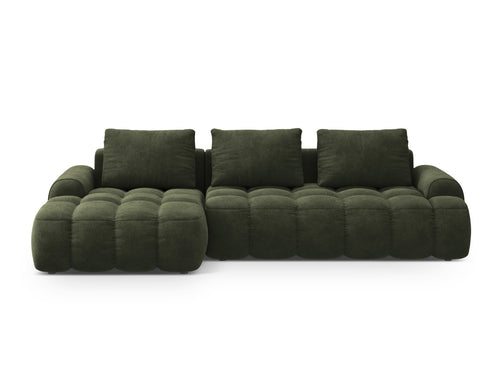 Cosmopolitan Design Uitklapbare hoekbank links met opbergdoos Linz 3-zits, flueel groente - 142x275x84cm
