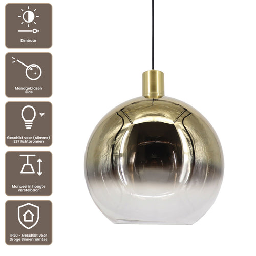 Artdelight hanglamp Rosario - 1 lichts - 30  x 175   cm - goud