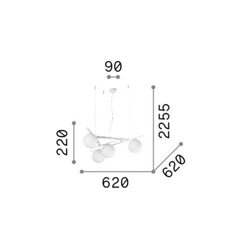 Ideal Lux ATLAS Bolvormige hanglamp voor plafond, wit, 4x G9