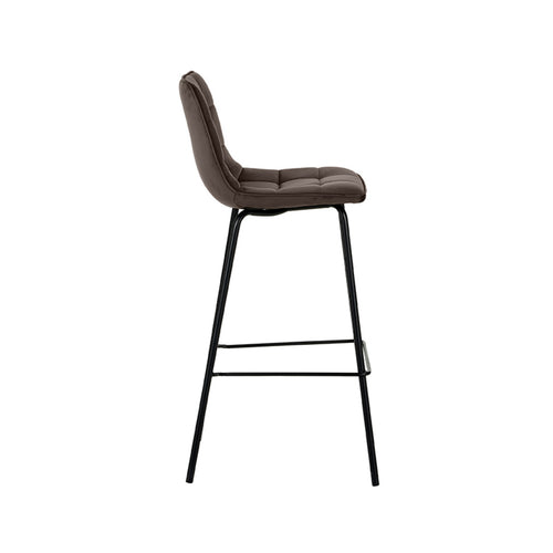 LABEL51 Barkruk Bistro - Taupe Velvet - Zithoogte 78cm - Set van 2