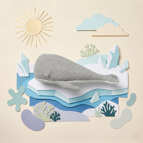Pintado & Lacado knuffeldier Walvis - grijs - 51 cm