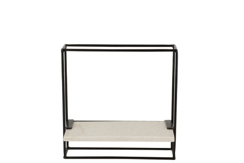 J-Line wanddecoratie 1 Plank - ijzer/marmer - zwart/wit - small - vtwonen shop
