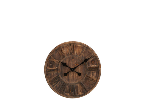 J-Line klok Schijf Romeinse Cijfers - hout - bruin - medium - Ø 40 cm