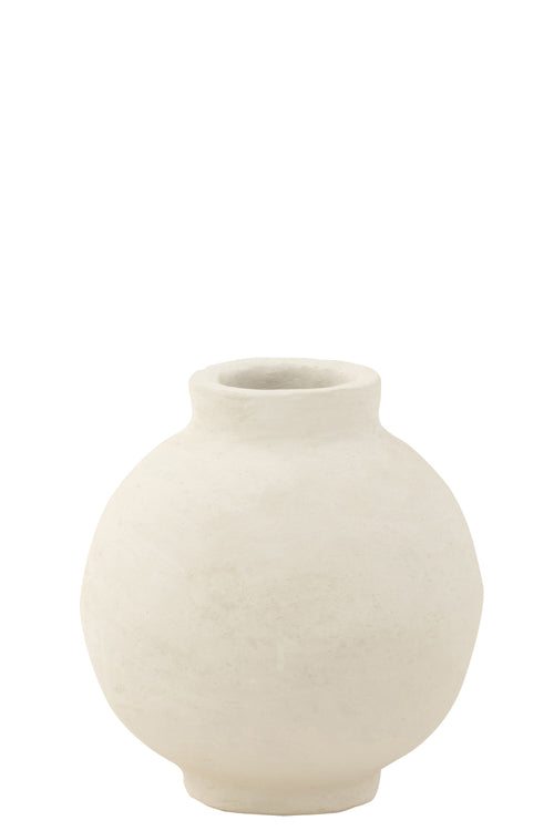 J-Line bloempot Glad Sphere - papier maché - wit - Ø 30 cm