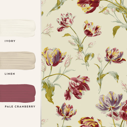 Laura Ashley Vliesbehang - Gosford Cranberry - 10mx52cm - vtwonen shop