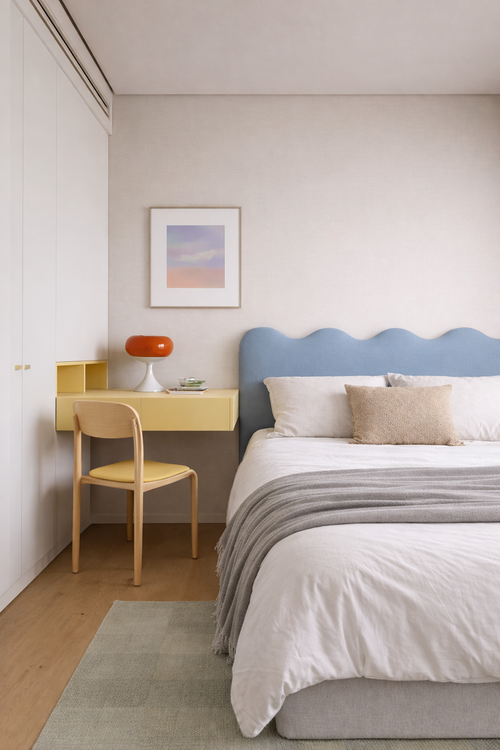 Gestoffeerd hoofdbord met golvende vorm 160x73,5 cm