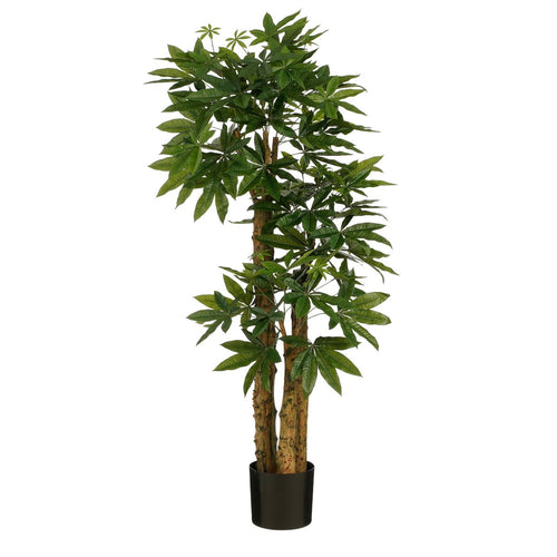 Mica Decorations Pachira Kunstplant - Kunstboom Watercacao Geldboom - Symbool voor Geluk en Welvaart - Groene Kunstplant voor Binnen - H175 x Ø85 cm -