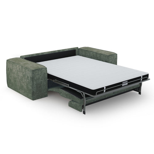 Premium Interiors - Snel uitklapbare slaapbank JUNE - gewaafd fluweel smaragdgroen 236cm