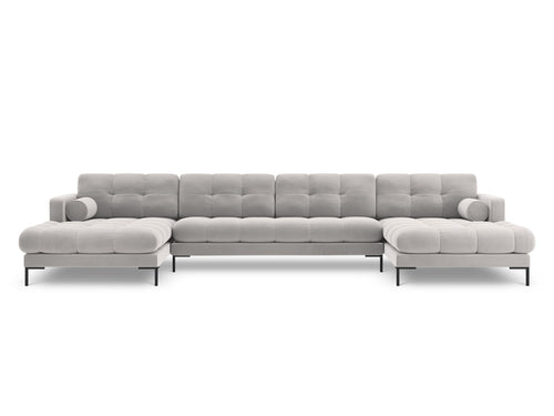 Cosmopolitan Design Panoramische bank Bali 7-zits, flueel, geld - 185x383x75cm