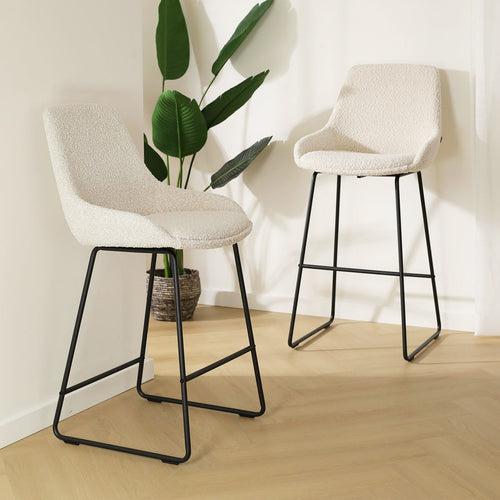 Nolon Nino-Isa Barkruk Bouclé Beige - Stof - Zwart Onderstel - 75 cm - vtwonen shop