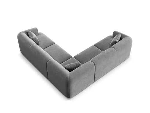 Cosmopolitan Design Symmetrische modulaire hoekbank Campi 6-zits, flueel grijs - 255x255x70cm