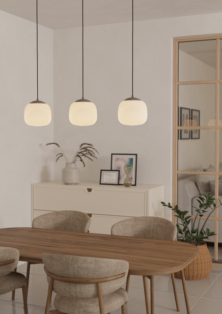 EGLO hanglamp Cominio - e27 - 88,5 cm - zandkleurig/taupe - glas