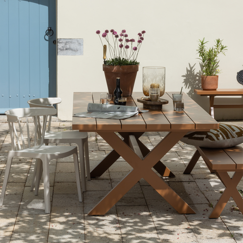 WOOOD picknicktafel tuin Delta - Aluminium - Terra - 75x220x105