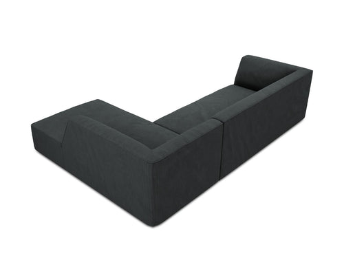 Micadoni rechter hoekbank Ruby 4-zits, ribfluwelen, zwart - 180x273x69cm