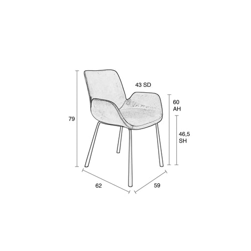 Zuiver Brit Eetkamerstoelen armleuning Donkergrijs - Set van 2 - vtwonen shop