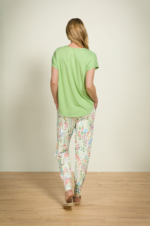 Pip Studio - Tatum Pyjama Shirt - Dames - Little Sumo Stripe - Groen - L - vtwonen shop