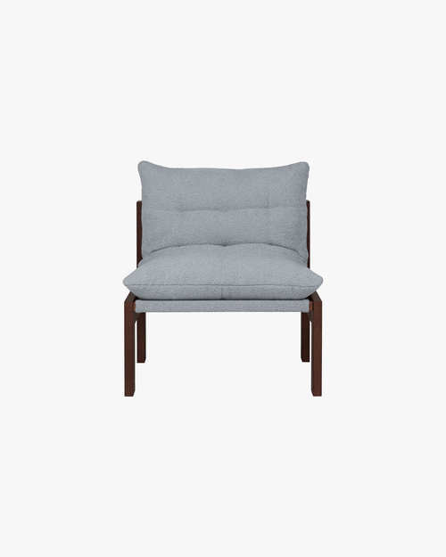 noo.ma Huno loungestoel - bouclé bekleding, houten frame, soft zitcomfort