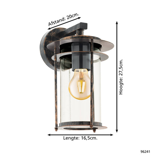 EGLO wandlamp buiten Valdeo - e27 - 27,5 cm - koper antiek