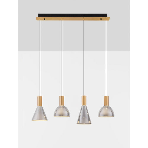 Nova Luce VOI Hanglamp voor aan het plafond, rookkleurig messing met gouden Triac-technologie, dimbare LED-lamp, 32W, 960lm, 3000K