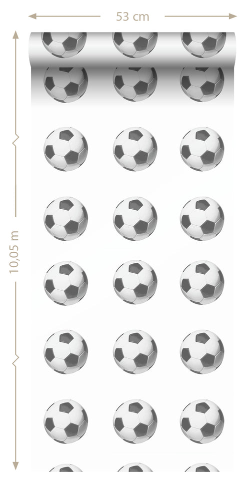 ESTAhome behang voetballen zwart en wit - 53 cm x 10.05 m - 138829