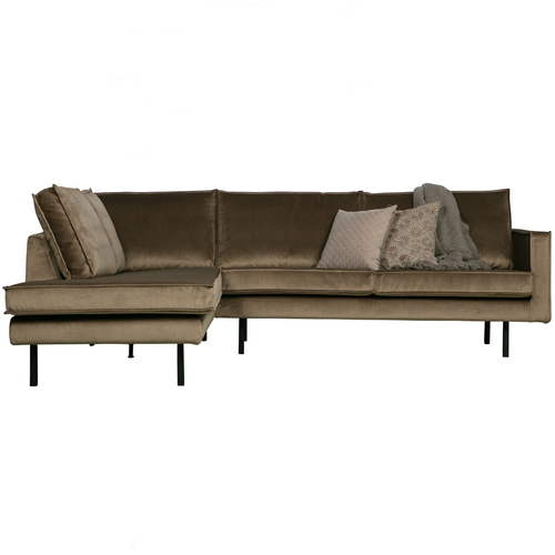 BePureHome hoekbank links Rodeo - Velvet - Taupe - 85x266x213 - vtwonen shop