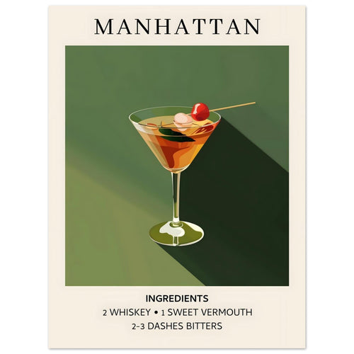Artfulprints  Manhattan cocktail - Ingrediënten   poster 30x40 cm - vtwonen shop